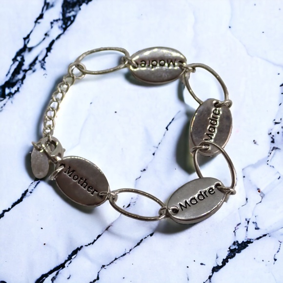 Alexa's Angels Silver Tone Mother's Madre Dainty Chain Link Bracelet 7 - 8" Long - Picture 8 of 9